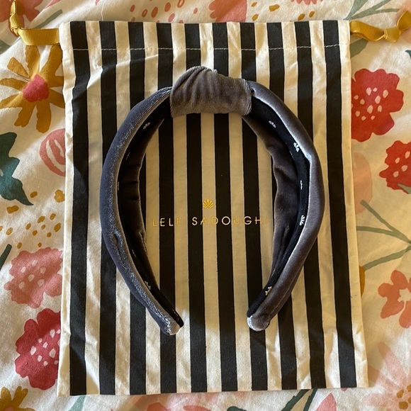 Lele Sadoughi - Gray Velvet Knotted Headband main image 5